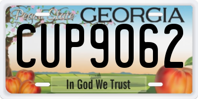 GA license plate CUP9062