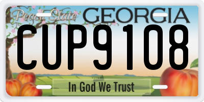 GA license plate CUP9108