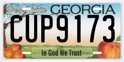 GA license plate CUP9173