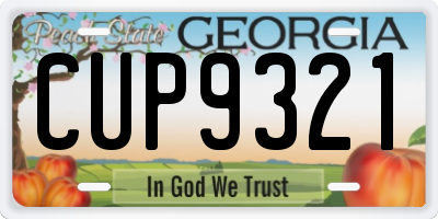 GA license plate CUP9321