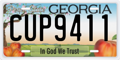 GA license plate CUP9411