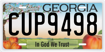 GA license plate CUP9498