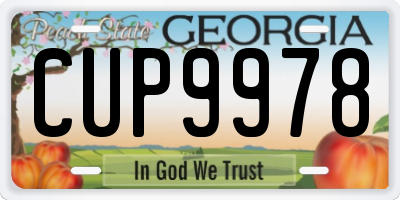 GA license plate CUP9978