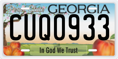 GA license plate CUQ0933