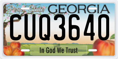 GA license plate CUQ3640