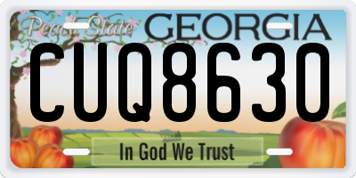 GA license plate CUQ8630