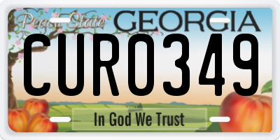 GA license plate CUR0349