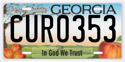 GA license plate CUR0353
