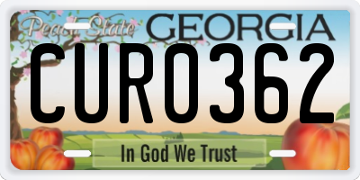 GA license plate CUR0362