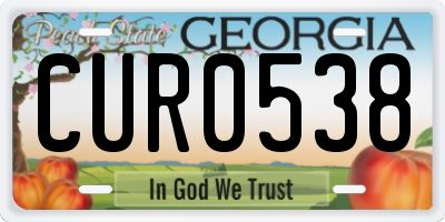 GA license plate CUR0538