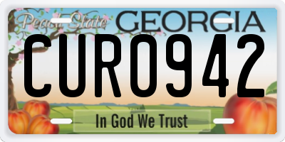 GA license plate CUR0942