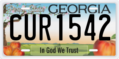 GA license plate CUR1542