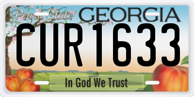 GA license plate CUR1633