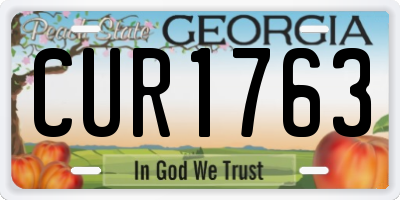 GA license plate CUR1763