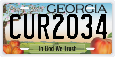 GA license plate CUR2034