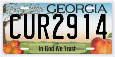 GA license plate CUR2914
