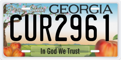 GA license plate CUR2961