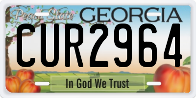 GA license plate CUR2964