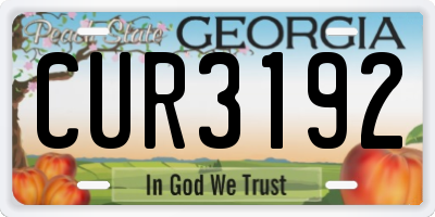GA license plate CUR3192