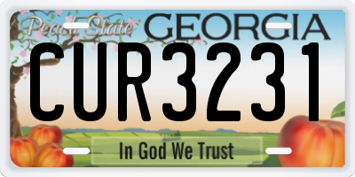 GA license plate CUR3231