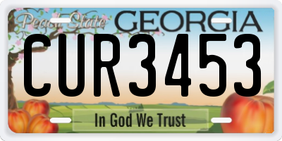 GA license plate CUR3453