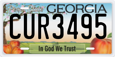GA license plate CUR3495