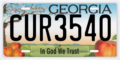 GA license plate CUR3540