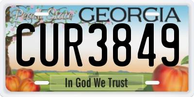 GA license plate CUR3849