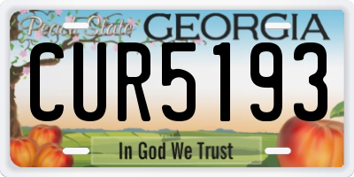 GA license plate CUR5193