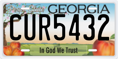 GA license plate CUR5432