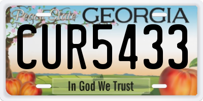 GA license plate CUR5433