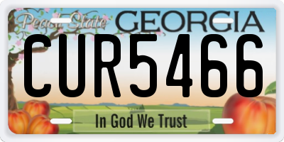GA license plate CUR5466