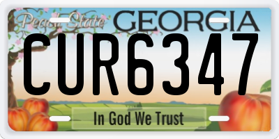GA license plate CUR6347