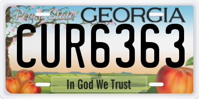 GA license plate CUR6363