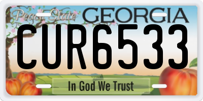 GA license plate CUR6533