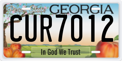 GA license plate CUR7012