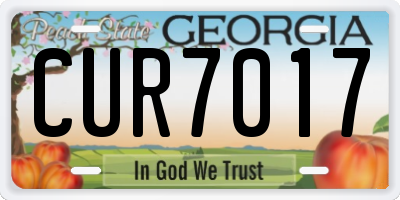 GA license plate CUR7017