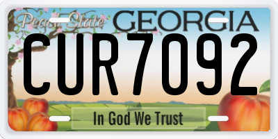 GA license plate CUR7092