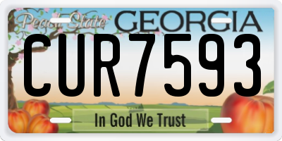 GA license plate CUR7593