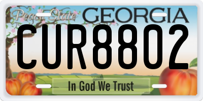 GA license plate CUR8802