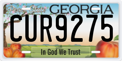 GA license plate CUR9275