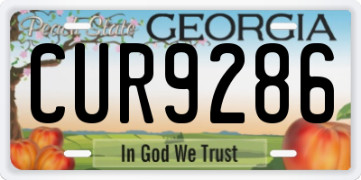 GA license plate CUR9286