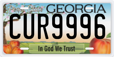 GA license plate CUR9996
