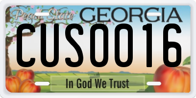 GA license plate CUS0016