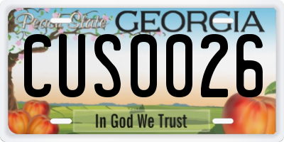 GA license plate CUS0026