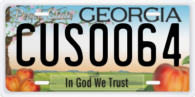 GA license plate CUS0064