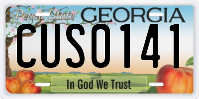 GA license plate CUS0141