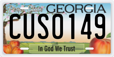 GA license plate CUS0149
