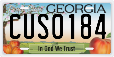 GA license plate CUS0184