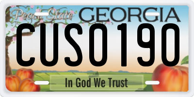 GA license plate CUS0190